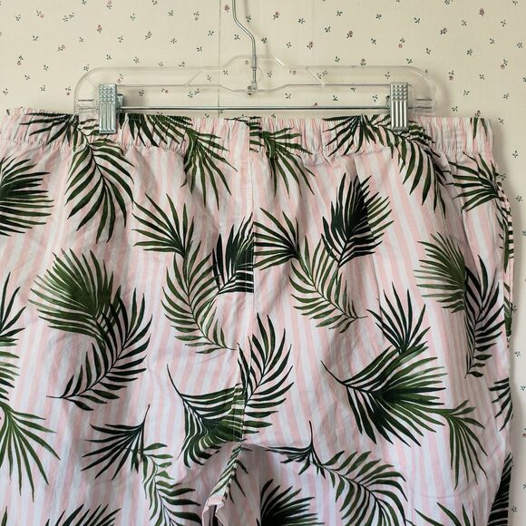 Lands End Pajama Pants XL Pink Stripes Palms Tropical Cotton Drawstring Pockets - Picture 7 of 9